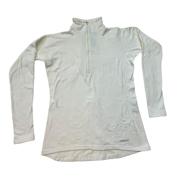 Patagonia Womens Baselayer Ivory Large 1/4 Zip Neck Performance Capilene 4 NEW - Picture 2 of 12